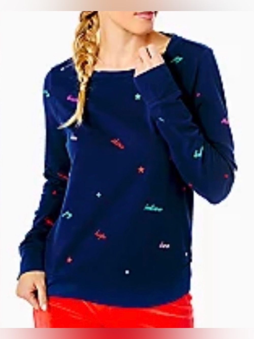 Lilly Pulitzer Good Vibes Pull Over Navy XL